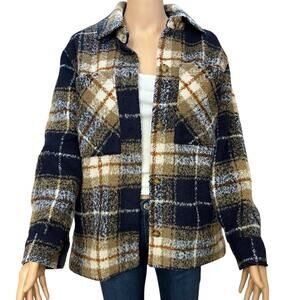 Abercrombie And Fitch Classic Cozy Shirt Jacket XS Plaid Relaxed Fit Button Down